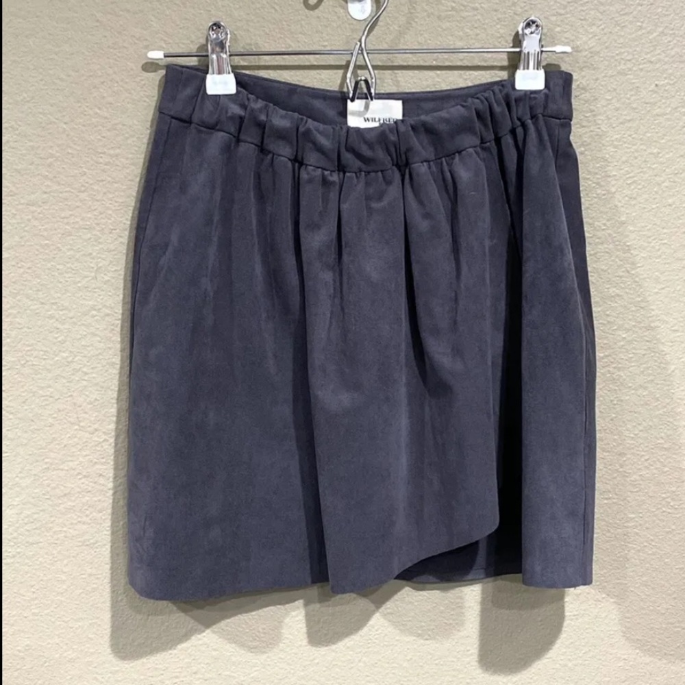 Aritzia gray suede skirt faux wrap
